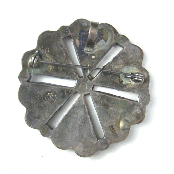 Taxco Mexico Vintage Sterling Silver Abalone Shell Inlay Brooch Pin Brooche RU - Picture 4 of 8